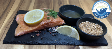 Lachs-Forellenfilet geräuchert verfeinert mit Honig Senf 100g